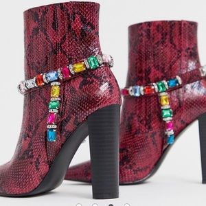 asos design empire embellished western boot pink snake US 7